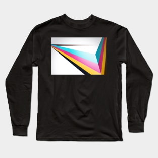 Abstract CMYK Line Design Long Sleeve T-Shirt